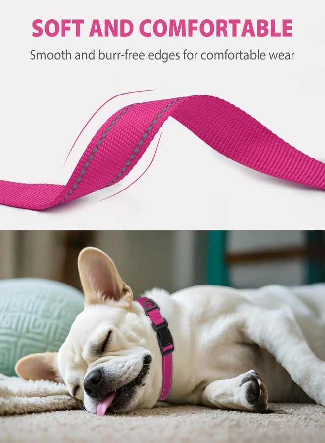 Joytale Small Dog Collar, Reflective and Adjustable Nylon Collar with Quick-Release Buckle, Lightweight No-Choke Design for Small Dogs, Hotpink, 5/8" Width - Image 3